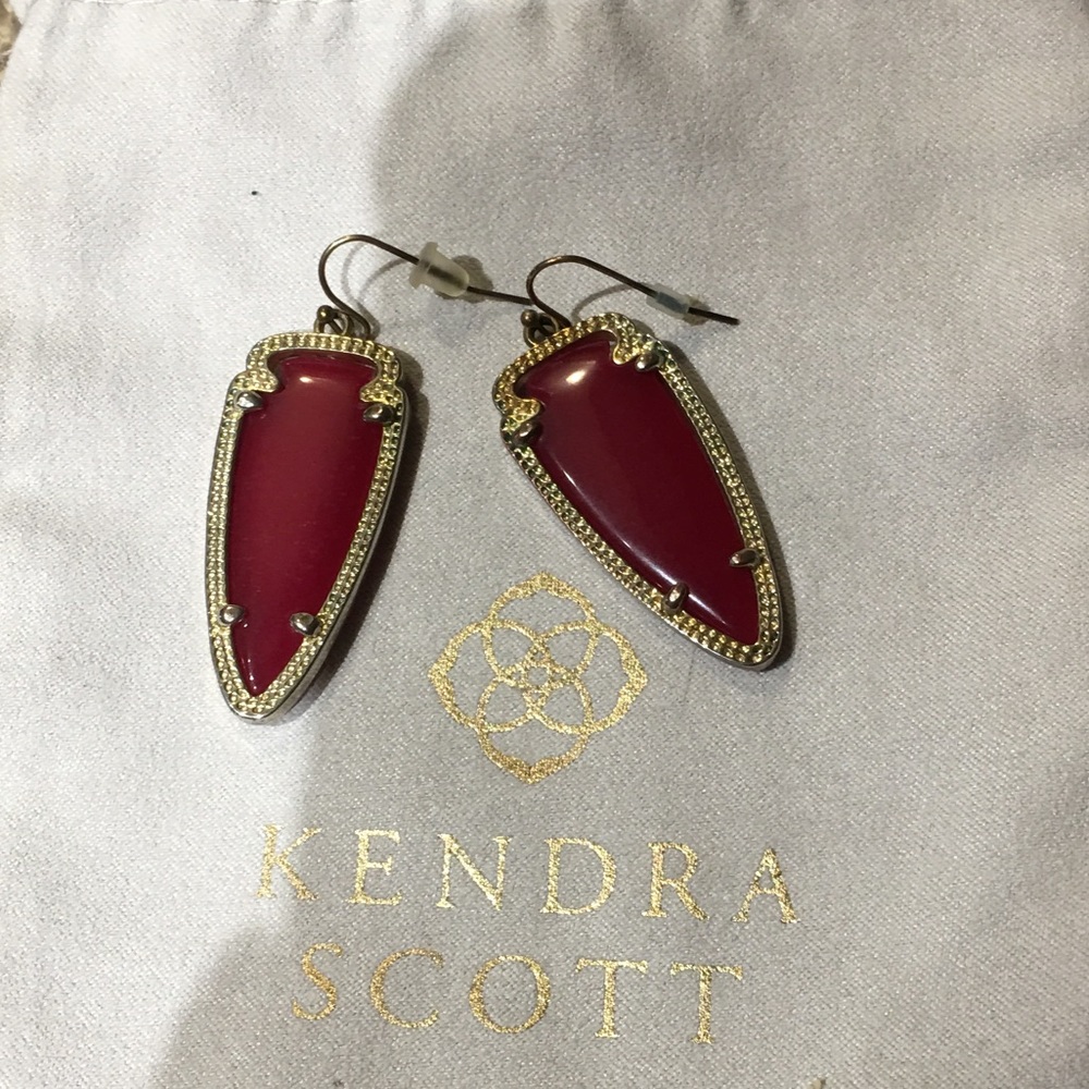 Kendra Scott Skylar Maroon & Gold Earrings